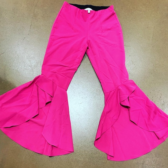 Flared hot pink pants